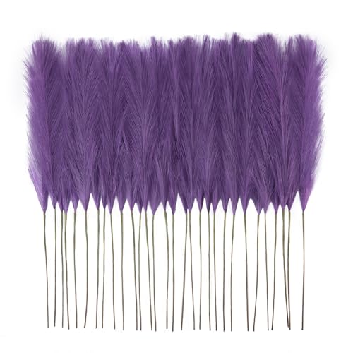 obbsie 50pcs Purple Faux Pampas Grass Decor, 21.6" Short Artificial Floral Branches Vase Filler Purple Flower Arrangement for Home Wedding Boho Outdoor Decor - color: Light Purple, size: 50 PCS