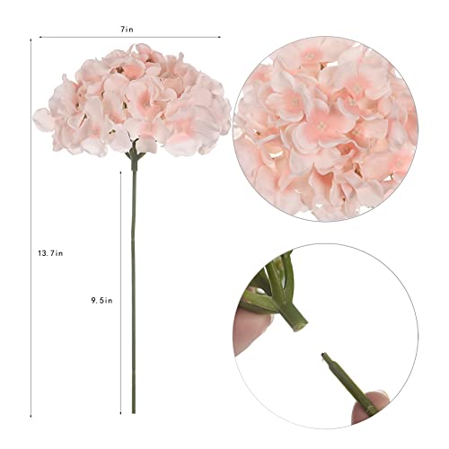 10PCS Artificial Hydrangea Flowers, Fake Hydrangea Silk Flowers Heads with Stems for Wedding Home Party Shop Baby Shower Decoration-Light Pink - color: New-light Pink