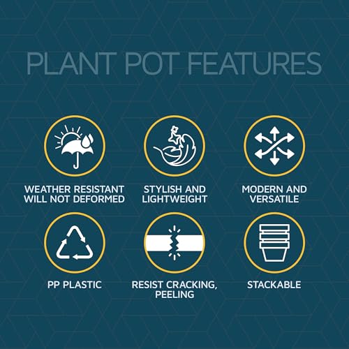 Blue Plant Pots with Drainage Holes & Saucers 10 Pack, Indoor & Outdoor Stackable Space-Saving Planters for Houseplants & Flowers, (7", 6.7", 6", 5.3", and 4.8" Inches), Durable & Weatherproof - color: Blue, size: Pack of 10