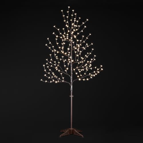LIGHTSHARE 6.5 feet 208L LED Lighted Cherry Blossom Tree, Warm White, Decorate Home Garden, Spring, Summer, Wedding, Birthday, Christmas Holiday, Party, for Indoor and Outdoor Use - style: 6FT Warm White