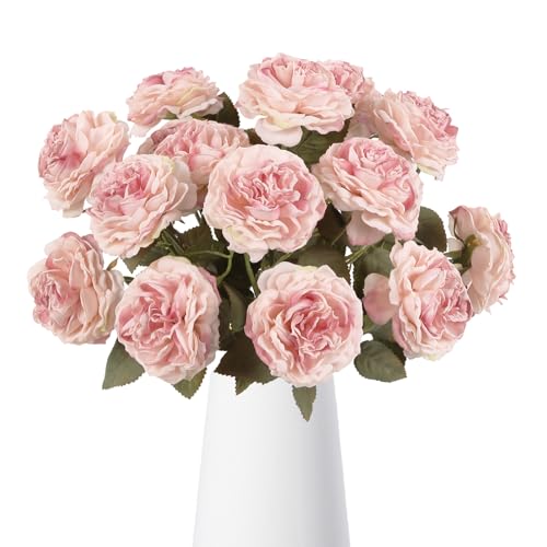 Light Pink Artificial Roses Flowers- 8PCS Faux Vintage Roses Fake Silk Light Pink Roses Flowers for Party,DIY Wedding Bouquet, Table Centerpiece, Home Decor - color: Light Pink