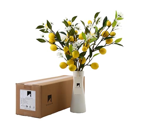 6 Pcs of simulated flowers. 23 inch simulated lemon flowers Suitable for both indoor and outdoor use Office decoration Restaurant decoration Festivals Gathering and other occasions - size: 23