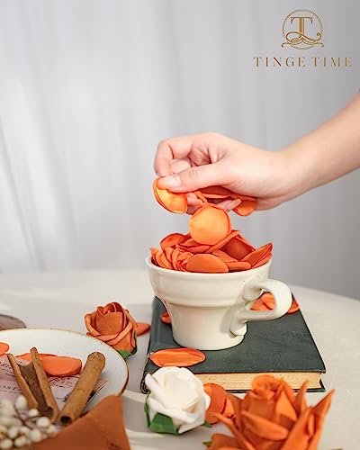 TINGE TIME 200pcs Silk Rose Petals Burnt Orange Flower Petals for Wedding, Flower Girl Basket, Aisle Runner, Romantic Dinner Centerpieces, Proposal, Party Confetti - color: Burntorange