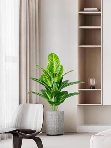 Artificial Areca Palm Plant Fake Tropical Tree Perfect Faux Plants in Pot for Indoor Outdoor House Home Office Wedding Garden Modern Decoration Housewarming Gift (80cm Tropical Banana)