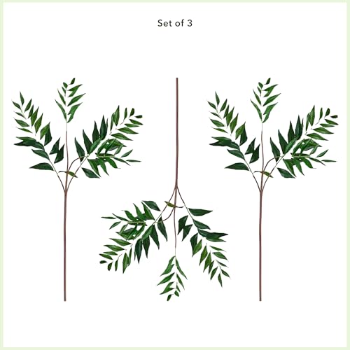 Nearly Natural 38-in Artificial Palmate Fern Stems, Set of 3 Long Stem Artificial Ferns for Home or Office Décor, Faux Palmate Ferns for DIY Decoration