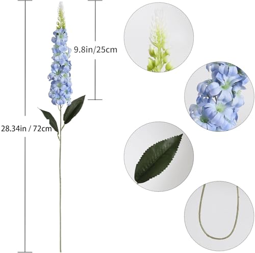 IPOPU 8PCS Snapdragon Artificial Flowers Blue Delphinium Artificial Silk Flowers Long Stem Hyacinths Fake Flowers for Wedding Home Outdoor Floral Arrangements Centerpiece Table Decorations (Baby Blue) - color: Baby Blue