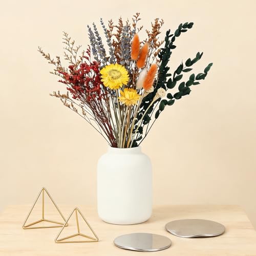 6 Bunches Large Size Dried Flower Bouquet 15 -17 Inch Natural Various Dried Flower Combinations with Wildflowers Dry Rose Lavender Forget Me Not Babys Breath for Vase Boho Wedding Farmhour Home Decor