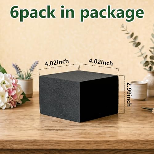 Max Shape Black Floral Foam Blocks 4.02"x4.02"x2.99" for Artificial & Dried Flowers, Reusable Floral Foam Blocks, Water Resistant Flower Foam Blocks, Dry Floral Foams for Artificial Flowers 6Pack - color: 6 Pack, size: 4x4x3"