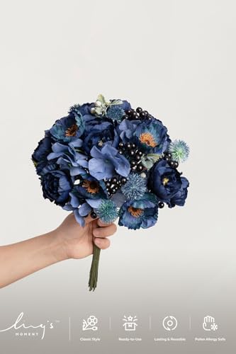 Ling's moment Artificial Greenery Stems Box Set, Faux Greenery Picks for DIY Bridal Bouquets Wedding Floral Arrangement Table Centerpieces, Dutch Blue & Navy Blue & Royal Blue - color: Filler Flower Combo- Dutch Blue & Navy Blue & Royal Blue