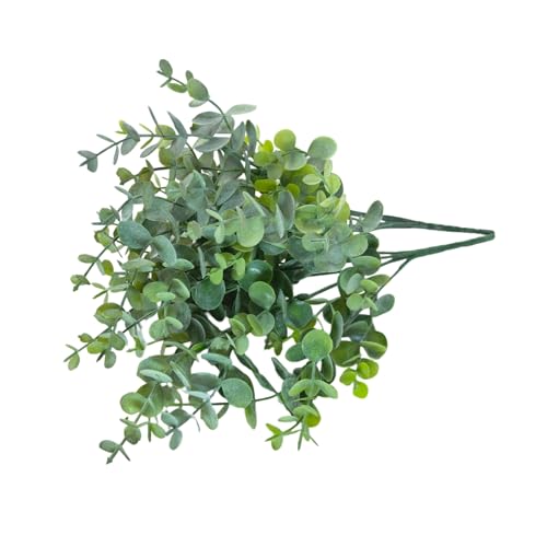 8 Bundles Multi Colored Artificial Eucalyptus Leaves, Plastic Plants, Outdoor Plants, Indoor Decorative Artificial Plants, Porch Window Frames, Green Plant Decorations (8, Grey Green) - color: Grey Green