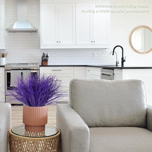 RECUTMS Fake Grass Plant Outdoor Artificial Plants Onion Grass Faux Shrub UV Resistant Faux Plastic Bush Artificial Ferns for Outdoors Greenery Stems 12Pcs for Garden Front Porch Decor(Pure Purple) - color: Pure Purple Grass