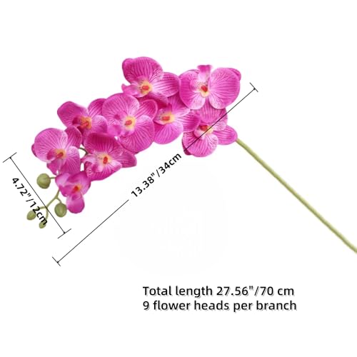 XZJMY Artificial Phalaenopsis Flowers, 27.5" Fake Orchid Stems, Real Touch Silk Phalaenopsis for Home Decor Wedding Centerpieces (4, Rose Red) - color: Rose Red
