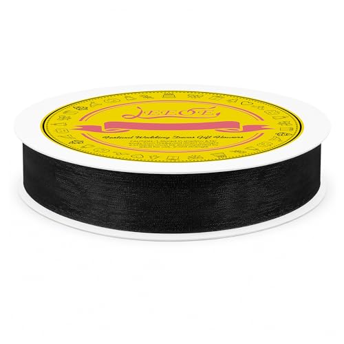 Black Organza Ribbon 1 inch x 100 Yards Sheer Chiffon Ribbon for Gift Wrapping Wedding Invitations Party Decoration Bridal Bouquets Crafts - color: Black, size: 1" X 100 Yards