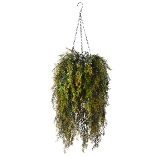 ZFProcess Artificial Faux Hanging Plants Basket for Spring Outdoor Decoration, Fake Seaweed Plant UV Resistant Look Real for Outside Porch Home Patio Balcony Yard(Brownish Green) - color: Brownish Green