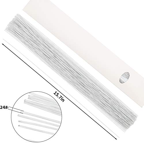 CCINEE 24 Gauge White Floral Wire Stem for Flower Arrangement Craft Supply,16 Inch,200PCS - color: #24 White