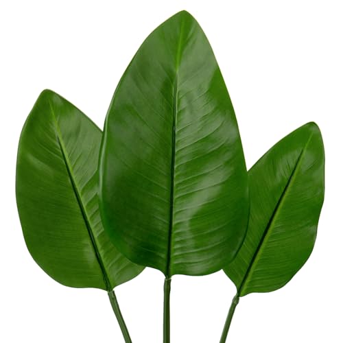 DILATATA 3 Pack Artificial Bird of Paradise Leaves with Long Stem for Vase - Fake Tropical Plants Palm Leaves Realistic Banana Leaves for Home Wedding Party Decor - color: Bird of Paradise#pe 3pcs