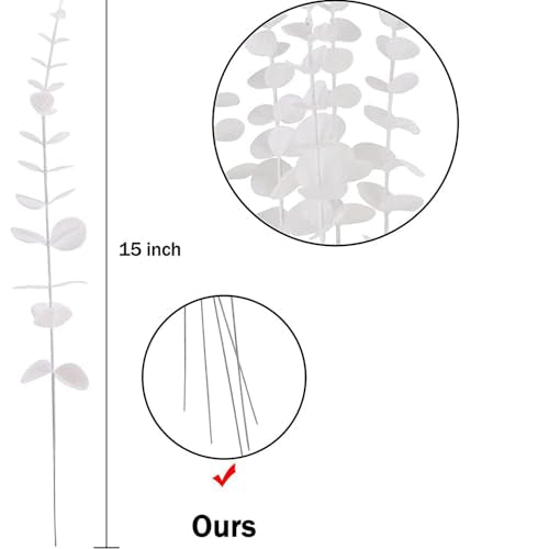 Eucalyptus Stems 12 PCS Artificial Leaves Home Office House Table Decor Wedding Bouquet Ceremony Party Flower Decoration Vase Forever Live Never Fade - color: White