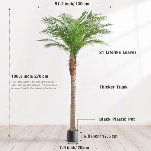 Artificial Phoenix Palm Tree 9ft Tall Outdoor Indoor Decor Fake Plants with 21 Adjustable Leaves, Large Faux Sago Palm Tree for Home Office Living Room Yard Outside Patio Poolside (2, 9ft) - size: 9ft