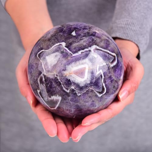 Large Dream Amethyst Crystal Ball with Stand Healing Crystals Sphere for Meditation, Divination, Witchcraft 120-130mm/4.7-5.1" - color: Dream Amethyst, size: 120-130mm/4.7-5.1"