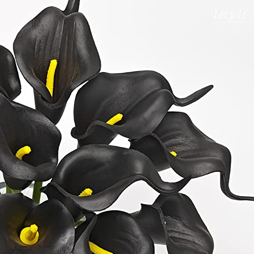 Letjolt Artificial Calla Lily Flowers 12Pcs, Black | Wedding Bouquet Flower, Home Decoration, Faux Calla Lilies - color: Black