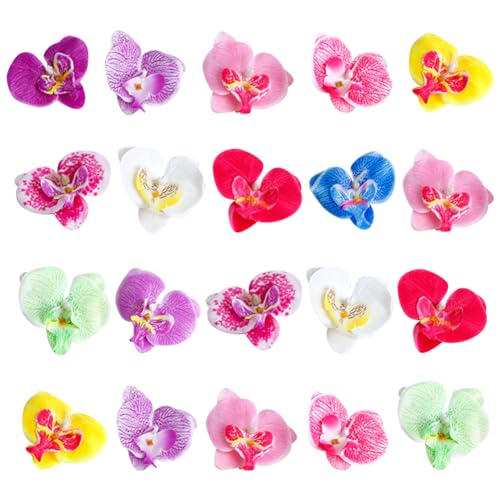 GSHLLO 30 Pcs Artificial Orchid Flower Heads Faux Orchid Petals Fake Phalaenopsis Orchids Artificial Butterfly Flowers Craft Fabric Flowers for Wedding Bouquet Multi