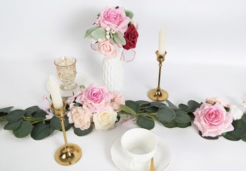 Pink Roses Artificial Flowers 4.3" Velvet Roses 16pcs Pink Flowers Artificial for Decoration Fake Pink Roses for Wedding Bridal Bouquets Party Centerpieces Home Table Decor (Pink) - color: 4.3" Pink