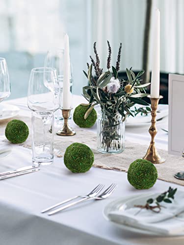 Biubee 6Pack Decorative Faux Dried Moss Balls- 3" Artificial Green Plant Mossy Globes Handmade Sphere Moss Gift for Home Dough Bowl Vase Chinoiserie Decors Party Wedding Display - size: L(6pcs)