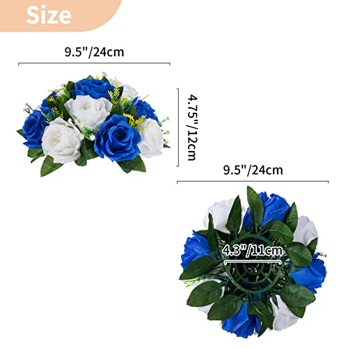 NUPTIO Flower Balls for Wedding Centerpieces - 6 Pcs 9.5 inch Diameter Fake Flower Ball Arrangement Bouquet Party Centerpieces for Tables - Royal Blue Rose Bouquet Centerpiece Flowers for Table | 6 Pcs for Wedding Party Table Centerpiece - Artificial Flow