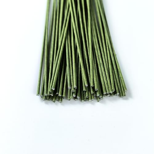16 Gauge Floral Stem Wire, 13 Inch, Dark Green, 70 Pcs | Paper Wrapped Craft Wire, For Flower Arranging, DIY Crafts - size: 16 Gauge
