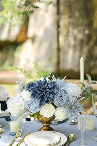 Lookein Artificial Flowers for DIY Wedding Decoration Bridal Bouquet Table Centerpieces Flower Garland Wreaths Aisle Arch Flower Decoration Home Decor, Retro Dusty Blue - color: Retro Dusty Blue