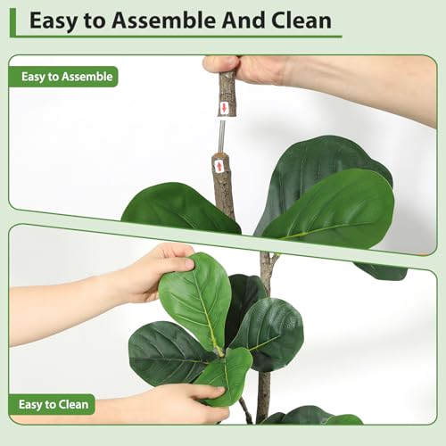 IDEALHOUSE 6ft Lifelike Artificial Fiddle Leaf Fig Tree, Fake Ficus Lyrata Tree with Sturdy Cement Base, Indoor Outdoor Decor for Home Office Living Room, Ideal Housewarming Gift - size: 6ft