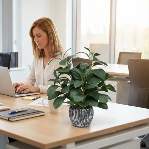 Artificial Plants for Home Decor - 13.2 Inch Fake Succulents in Rustic Clay Planter, Lifelike Potted Faux Plants for Office Desk, Bathroom, Farmhouse Table Decor - color: Artificial Plants