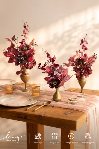 Ling's moment Artificial Greenery Stems Box Set, 35pcs with 7 Kinds of Faux Flowers Picks for DIY Bridal Bouquets Wedding Floral Arrangement Table Centerpieces, Moody Burgundy - color: Red-moody Burgundy