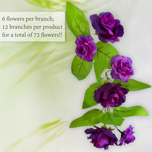 Sumery Expandable Fence Privacy Screen for Balcony Patio Outdoor,Decorative Faux Ivy Fencing Panel,Artificial Hedges (Single Sided Leaves) (1, Branches -Purple Rose) - color: Branches -Purple Rose