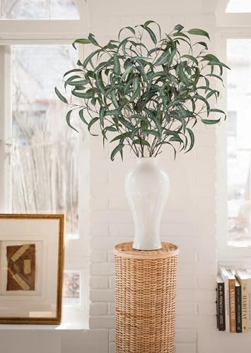 Faux Eucalyptus Stems - 34' Long Fake Salix Leaves 6 Pcs Artificial Greenery Stems for DIY Bouquet Arrangements, Centerpieces, Shower Decorations - color: We Green, size: 6Pcs