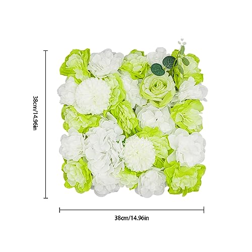12Pcs Artificial Flower Wall Panel 15" X 15" Flower Wall Decor Backdrop Panels Floral Backdrop Wall Faux Flower Panel for Home Party Wedding Photo Backgdrop Decor (Green, White) - color: Green, White