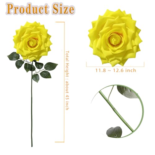 1 PCS 42-inch Giant Rose Large Decorative Flower, Wedding Window Display Background Decoration Rose, Valentine's Day (Yellow) - color: 08 Rose