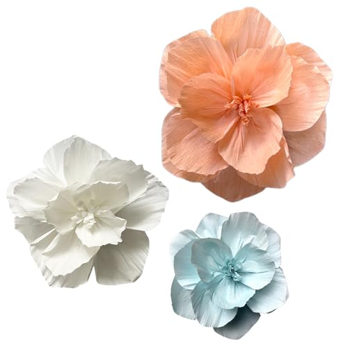 BRT Bearingshui Crepe Paper Flowers Decoration for Wall Total 9 Pcs, Artificial Flowers Backdrop for Wedding Decor Baby Bridal Shower Birthday Party, Mint Coral White 3D Wall Flowers Decor - color: Coral Mint White
