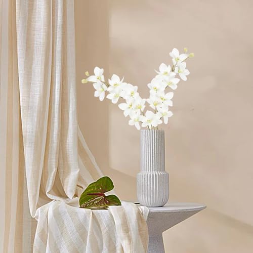 IPOPU White Orchid Artificial Flowers 5 Pcs Real Touch Orchids with Stem for Vase Wedding Party Table Centerpiece DIY Home Office Decor - color: White