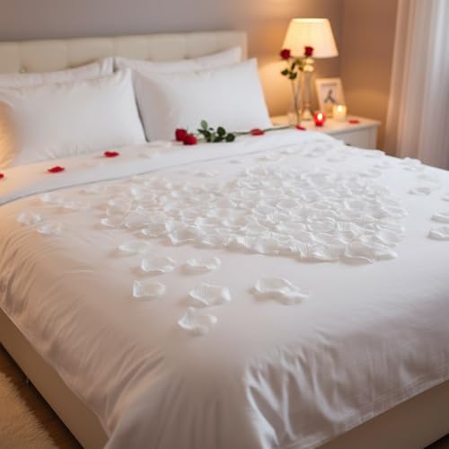1000 Pcs Rose Petals Artificial Silk Flower Petals Romantic Decorations for Wedding Engagement Birthday Event Anniversary Party Backdrop Supplies White - color: White