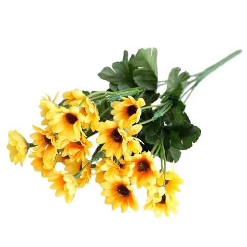 Aliotech 2 Pack Beautiful Artificial Sunflower Mini Fake Silk Flower with 24 Flower Heads Bouquet with Stems for Home Office Decoration Party DIY Wedding Bouquets Outdoor Indoor(Mini 48)