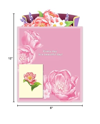 Airpark 3D Pop Up Paper Flowers Bouquet Card 12’‘ with Note & Envelope, Birthday Gifts, Get Well, Thank You, Greeting Cards for Women Mom Wife Friends, Peony Paradise - style: Peony Paradise