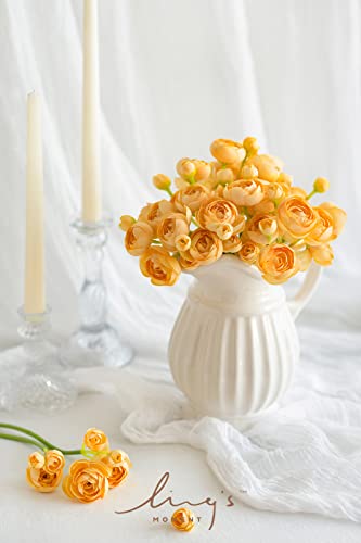 Ling's moment Ranunculus Artificial Flower, Faux Silk Mini Ranunculus Flowers for DIY Bouquet, Bulk Fake Wedding Filler Flowers for Centerpieces Arrangements Bridal Shower Decorations, French Yellow - color: Ylw-french Yellow