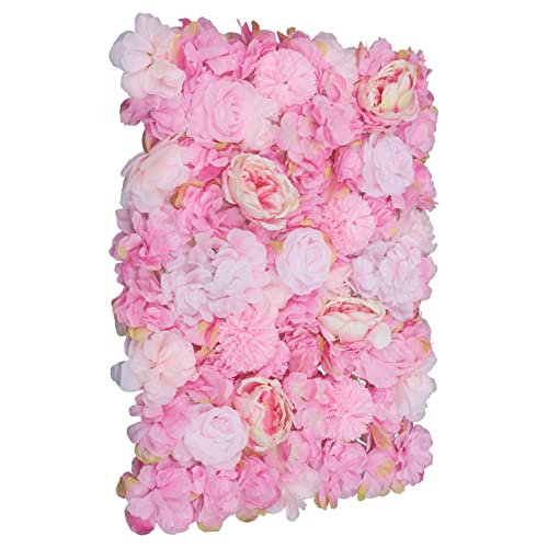 Gdrasuya10 6pcs Realistic Flower Wall Background Artificial Flowers Wall Backdrop Panel 3D Silk Rose Fake Flower Wall Panel Banquet Wedding Party Decor, Photography Background 60 x 40 cm - color: 6pcs, Dark Pink