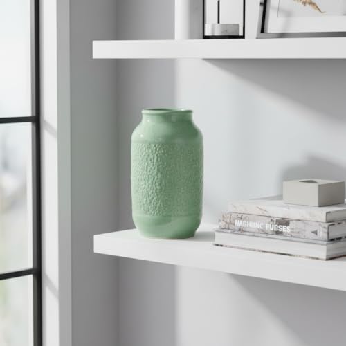 Ceramic Flower Vase, 9 Inch Green Vases for Home Decor, Modern Vase, Centerpieces, Table, Shelf, Console Cabinet, Entryway, Living Room, Bathroom, Office Decor - color: Light Green