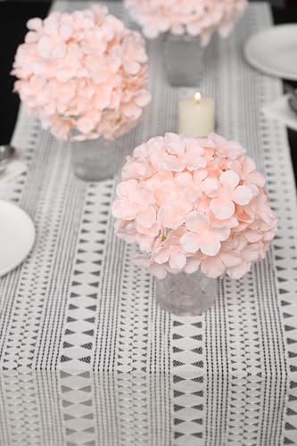 DuHouse Silk Hydrangea Artificial Flower Heads with Stems Fake Hydrangeas Flowers for DIY Wedding Centerpiece Home Decor,Pack of 6 (Blush) - color: Blush