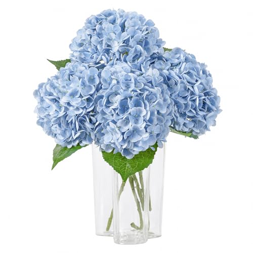 DuHouse 3Pcs Large Hydrangea Artificial Flowers,Latex Real Touch Hydrangeas Lifelike Hydrangea Flower for Home Wedding Bouquets Centerpieces Party Living Room Decoration(Blue) - color: Blue, size: 3pcs