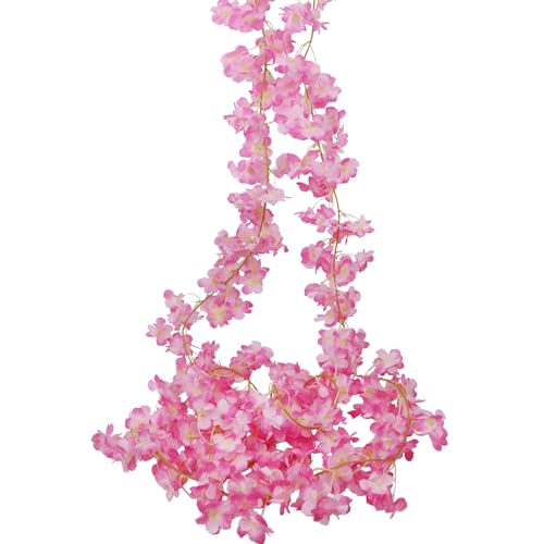 CITYES 2 Pcs Artificial Cherry Blossom Flower Vines Cherry Blossom Garland 18.48 ft Hanging Silk Flowers Vines Fake Flower Garland Outdoors for Home Wedding Garden Party Arch Office Decor Pink - color: Pink-2 Pcs