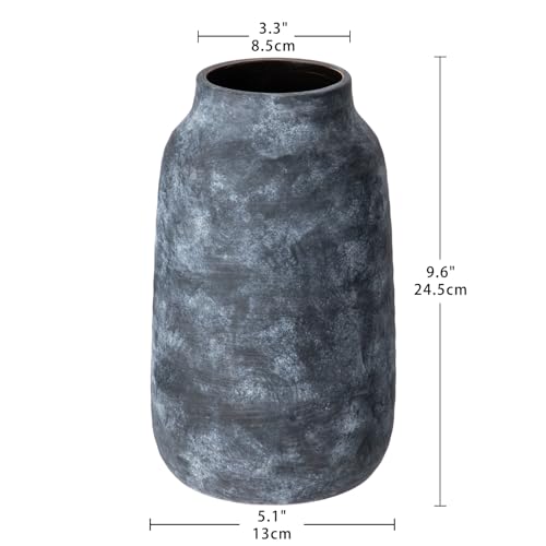 Briful Ceramic Flowers Vase Home Decor, Kitchen Dining Farmhouse Table Vases, Rustic Vintage Living Room Bathroom Bedroom Decorations for Office Coffee Desk Fireplace Shelf Mantel (9.6” Tall) - color: Lightslategray, size: 9.6 Inch