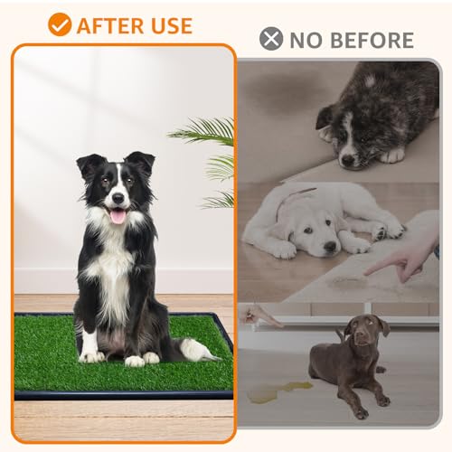 LOOBANI 33.2in x 21in Replacement Artificial Grass Puppy Training Pads, Quickly Absorbency Portable Dog Potty Grass, Fit 35x23in Potty Tray(1 Pack) - size: 33.2"x21"